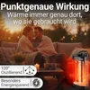 A couple is sitting on a couch wrapped in blankets, looking at each other, with a heater in the foreground. Produktbild-Vorschau