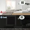 A split image showing a bedroom in hot and cold conditions, demonstrating the effectiveness of thermal insulated curtains. Náhled obrázku produktu