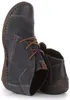 A pair of blue leather boots with brown laces and soles, shown from a side angle against a white background. Produktbild-Vorschau