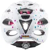 The back view of a white bicycle helmet with colorful polka dots. Anteprima dell’immagine prodotto