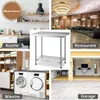 COSTWAY Table de cuisine en acier inoxydable avec tablette Voir les images du produit 2