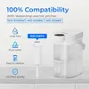 A water filter pitcher and its replacement filter are shown on a countertop, with text highlighting compatibility and features. Produktbild-Vorschau