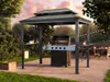 A backyard scene with a grill gazebo set up for a barbecue, featuring a grill, side tables, and dining furniture in the background. Anteprima dell’immagine prodotto