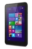 A black HP Pro Tablet 408 G1 is shown from a side angle against a white background. The tablet's screen displays the Windows 8 Start screen with various app tiles. Produktbild-Vorschau