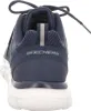 The back view of a blue Skechers sneaker with a white sole. Anteprima dell’immagine prodotto