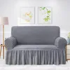 Stretch Sofabezug Sofa Sitzkissenbezug Plissee Rüschenrock Produktbild-Vorschau 2