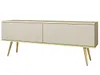A beige TV cabinet with gold metal legs and trim, shown against a white background. Produktbild-Vorschau