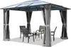 A gazebo with four chairs and a table set up inside, on a white background. Podgląd zdjęcia produktu