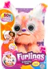 The image shows the packaging of a Furlings toy, Cleo, with promotional text and images of children interacting with the toy. Voir les images du produit
