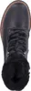 A top-down view of a black boot with fur lining. Voir les images du produit