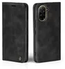 A black flip case for a smartphone is shown from two angles. Produktbild-Vorschau
