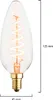 A clear, professional studio shot of a single LED candle light bulb with dimensions indicated. Produktbild-Vorschau