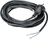 A coiled black power cord with a European plug on one end and two exposed wires with metal connectors on the other. Produktbild-Vorschau
