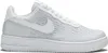 A side profile of a white Nike Air Force 1 Flyknit 2 sneaker against a white background. Podgląd zdjęcia produktu