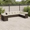 vidaXL 10-tlg. Garten-Sofagarnitur mit Kissen Braun Poly Produktbild-Vorschau 2