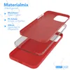 An exploded view of a red phone case showing its layered material construction. Produktbild-Vorschau