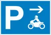 Motorrad Bike Parkplatz Schild mit Richtungspfeil rechts Produktbild-Vorschau 1