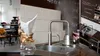 A collage of three images related to coffee preparation and a kitchen sink area. Podgląd zdjęcia produktu