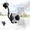 A car phone mount with a suction cup and a flexible arm is shown attached to a car's windshield, with a ghosted image of a phone in the mount. Náhľad obrázku produktu