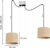 Diagram showing the dimensions and adjustable height of a pendant lamp with two shades. Náhľad obrázku produktu