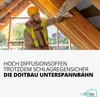A construction worker installing roofing material in an attic. Produktbild-Vorschau