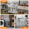 Edelstahl-Nutzspš¹le Freistehend Einzelbecken-Waschtisch Produktbild-Vorschau 7