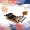 ECD Germany Malset mit Holzkoffer, 127-Teilig, 37,5x25x9,5 Produktbild-Vorschau 2