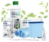 A collection of cleaning and maintenance products for coffee machines, including descaler, cleaning tablets, and water filters. Anteprima dell’immagine prodotto