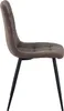 Side view of a brown upholstered dining chair with black metal legs. Produktbild-Vorschau