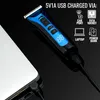 A blue and black Wahl Lithium Ion Beret Professional Cord/Cordless Trimmer is shown connected to a laptop via a USB cable. The image also displays icons indicating various charging options. Produktbild-Vorschau