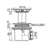 A technical drawing of a shower drain assembly with dimensions and specifications. Anteprima dell’immagine prodotto