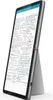A tablet device is shown in a diagonal view, propped up by its stand. The screen displays handwritten notes and mathematical equations. Produktbild-Vorschau