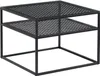 A black metal side table with a glass top and a lower shelf. Produktbild-Vorschau