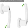 Two white window handles are shown against a white background, demonstrating their lockable feature. Anteprima dell’immagine prodotto