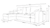 A line drawing of a sectional sofa with dimensions indicated by lines and numbers. Náhled obrázku produktu