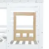 A close-up view of a white wooden bed frame with a natural wood window frame. Anteprima dell’immagine prodotto