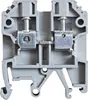 A close-up, studio shot of a gray electrical terminal block. Produktbild-Vorschau