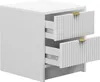 A white two-drawer nightstand with gold handles. Náhľad obrázku produktu
