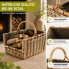 Kobolo Kaminholzkorb Rattan grau abnehmbarer Textileinsatz Produktbild-Vorschau 4