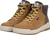 A pair of brown high-top boots with yellow laces. Produktbild-Vorschau