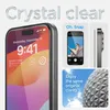 A close-up of an iPhone with a screen protector, alongside marketing text and images. Produktbild-Vorschau