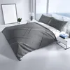 Bettwäsche Baumwolle 155x220 cm Set Grau Streifen Produktbild-Vorschau 2