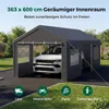 A car parked inside a gray tent garage. Produktbild-Vorschau