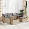 vidaXL 6-tlg. Garten-Sofagarnitur mit Kissen Beige Poly Produktbild-Vorschau 2