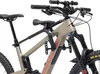 A close-up, studio shot of a child's bike seat attachment mounted on a mountain bike. Produktbild-Vorschau