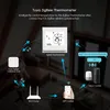 Diagram showing the connectivity and control options of a Tuya ZigBee Thermometer. Produktbild-Vorschau