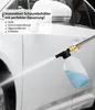 A white car being foamed by a cleaning device. Produktbild-Vorschau