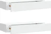 Two white wall-mounted shelves with open drawers are shown against a white background. Produktbild-Vorschau