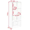 A sketch of a white bookshelf with dimensions indicated by red lines and text. Produktbild-Vorschau