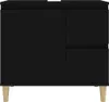 A black cabinet with wooden legs on a white background. Produktbild-Vorschau